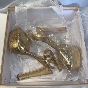 Michael Kors Gold Trish Sandal Platform Heel
